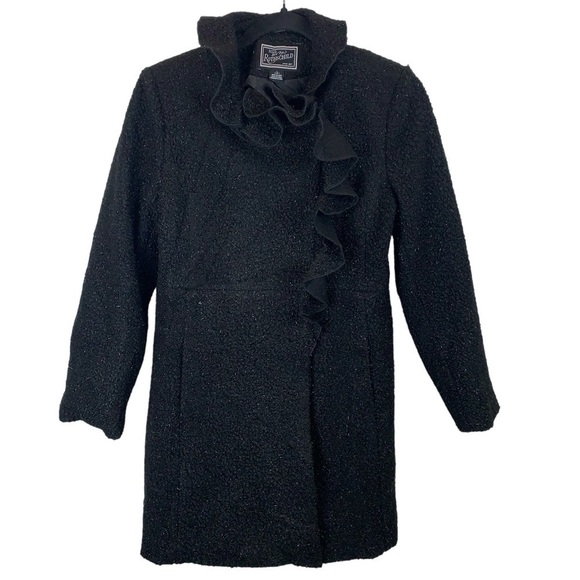 Rothschild Other - Rothschild Black Sparkly Faux Persian Lamb Ruffle Collar Girl's Coat  sz 14